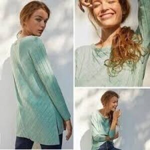 Anthropologie Maeve Tunic Sweater Mint Green Round Neck Comfortable Size Medium